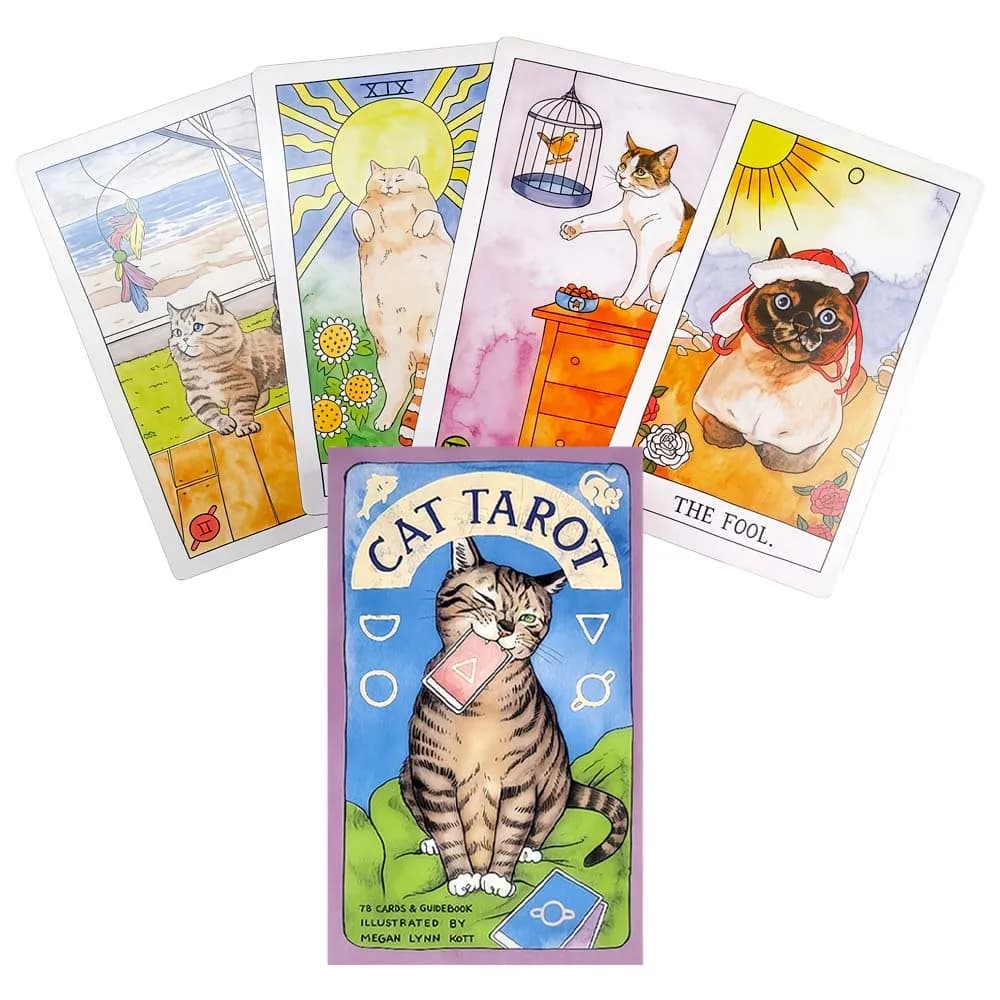 78 Carte dei Tarocchi a Tema Gatto (10,5x6,2 cm), Previsioni del Destino Futuro, Ideali per Giochi da Tavolo e Sessioni di Divinazione
