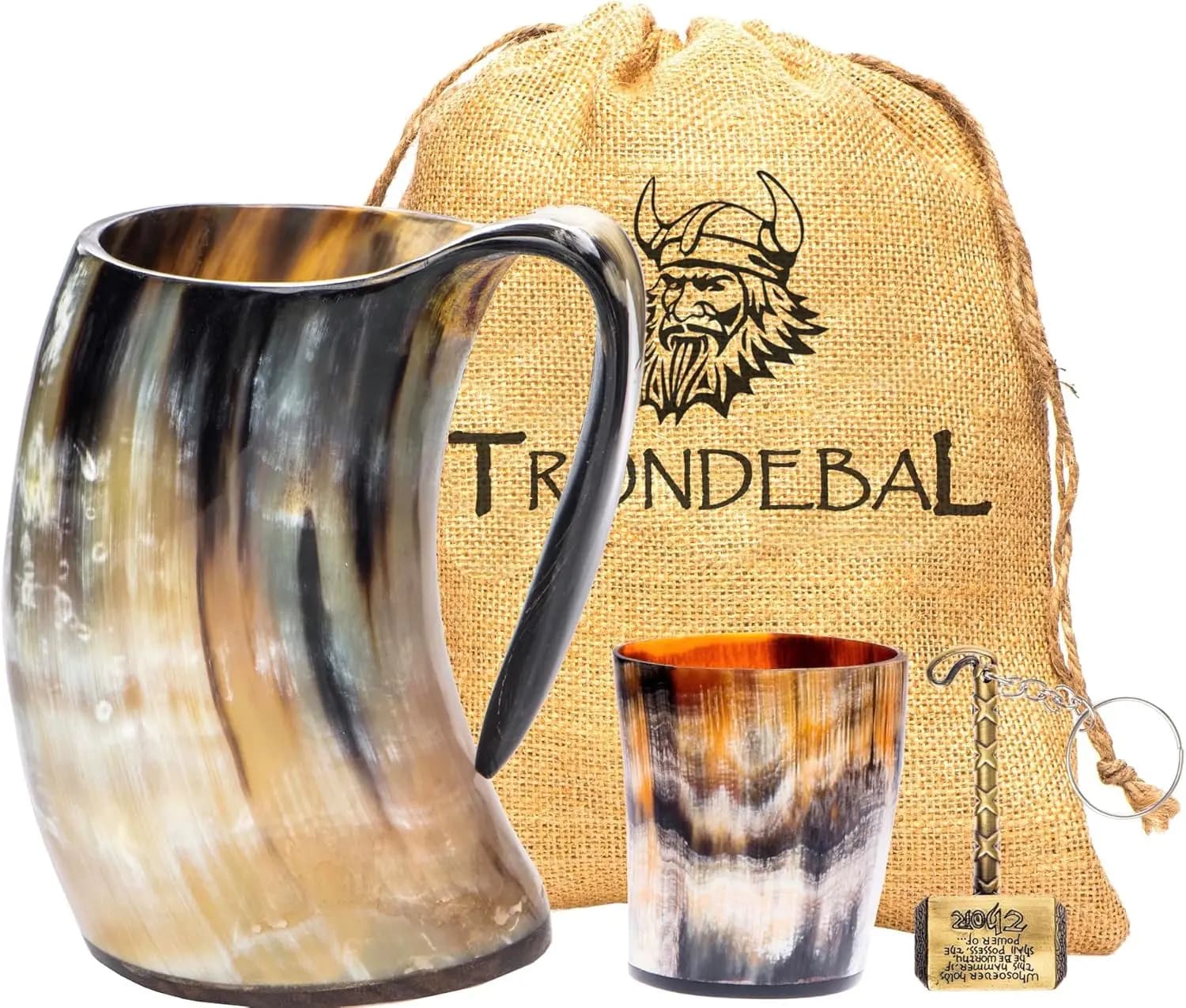 Boccale in Corno di Bue Naturale Stile Vichingo, 15-20 Oz, per Birra, Ale, Whisky, Mead | Regali Unici e Decorazioni per la Casa