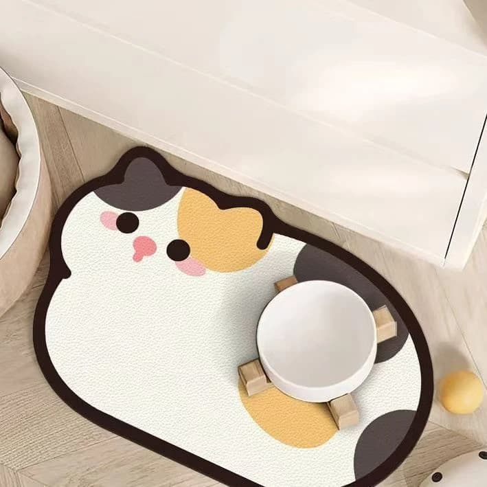 Cute Cat Shaped Pet Feeding Mat Waterproof Non Slip Cat Bowl Placemat Food Water Bowl Pad Easy Clean Pet Dining Accessories for