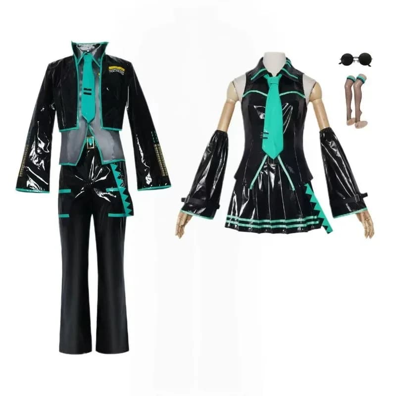 CosplayAnime Costume Cosplay Mikkuoo Cospaly Uomo Donna Nero Argento Lacca Abito in pelle Costume Natale Cosplay Halloween Acc