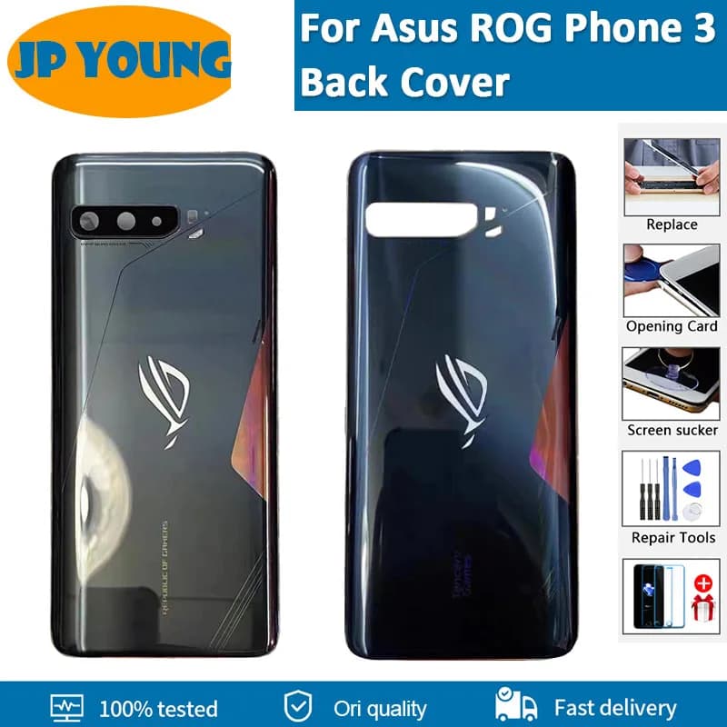 Originale 6.59 "Per Asus ROG Phone 3 ZS661KS Copertura Posteriore Obiettivo del Telaio Della Fotocamera Per Asus ROG 3 Porta Posteriore Batteria Custodia In Vetro