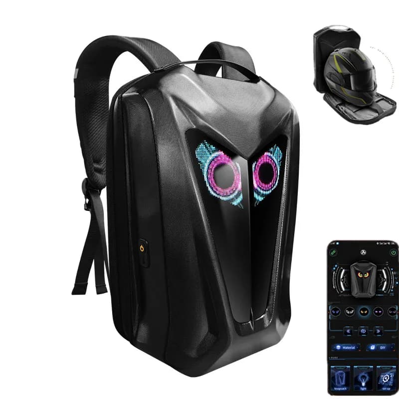 Led screen backpacks owl bicycle backpack programmable diy bags application control Motorcycle helmet bag hard shell School Bag