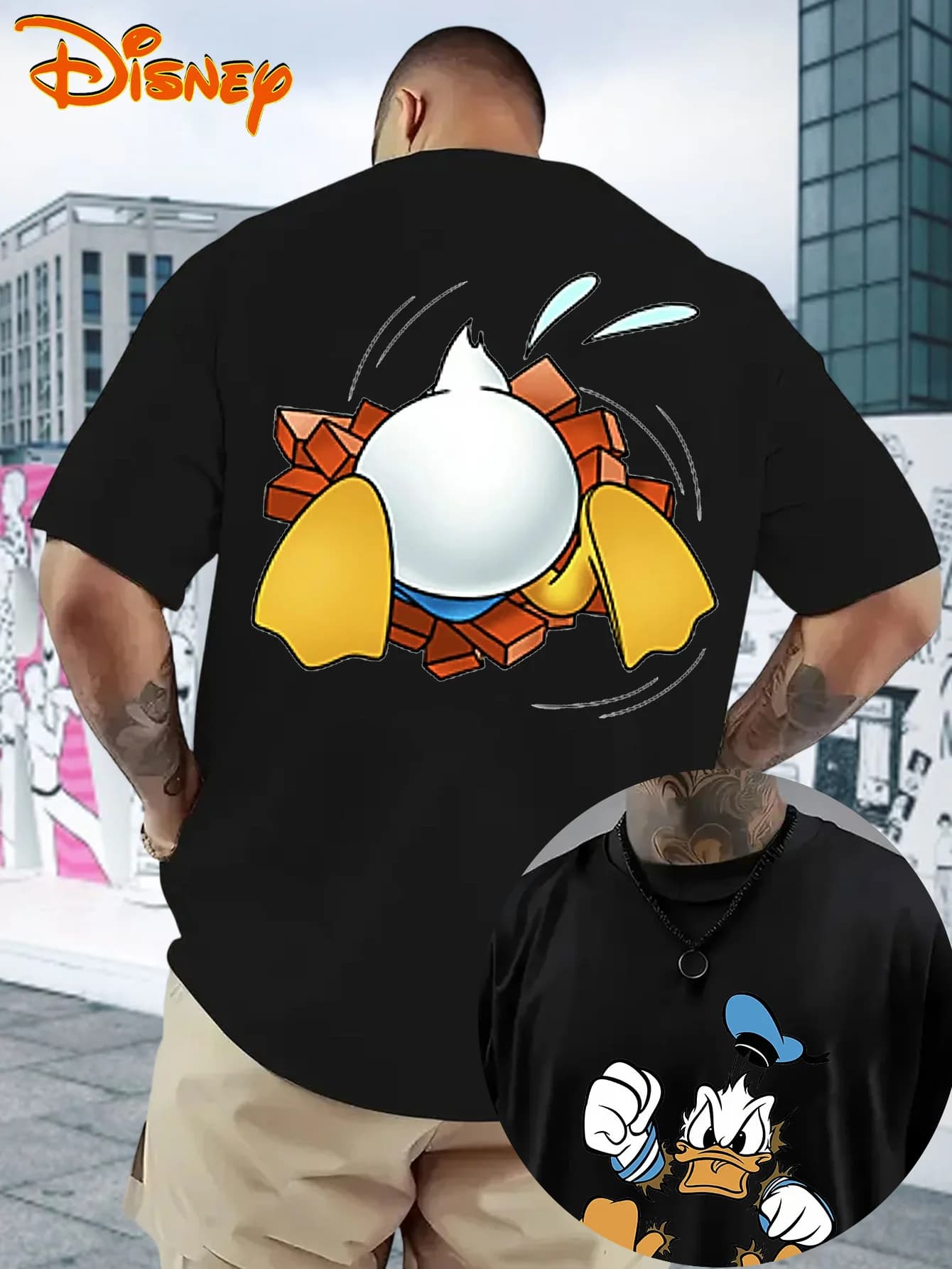 T-shirt DISNEY Paperino per uomo e donna - Maglietta morbida a maniche corte con collo rotondo e stampa iconica del Paperino