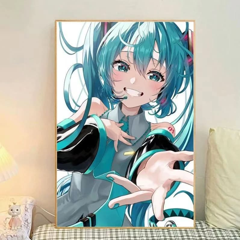 H-Hatsune M-Miku Anime Character Modern Canvas Oil Painting Paint by Numbers for Living Room Bedroom Home Decor Frameless