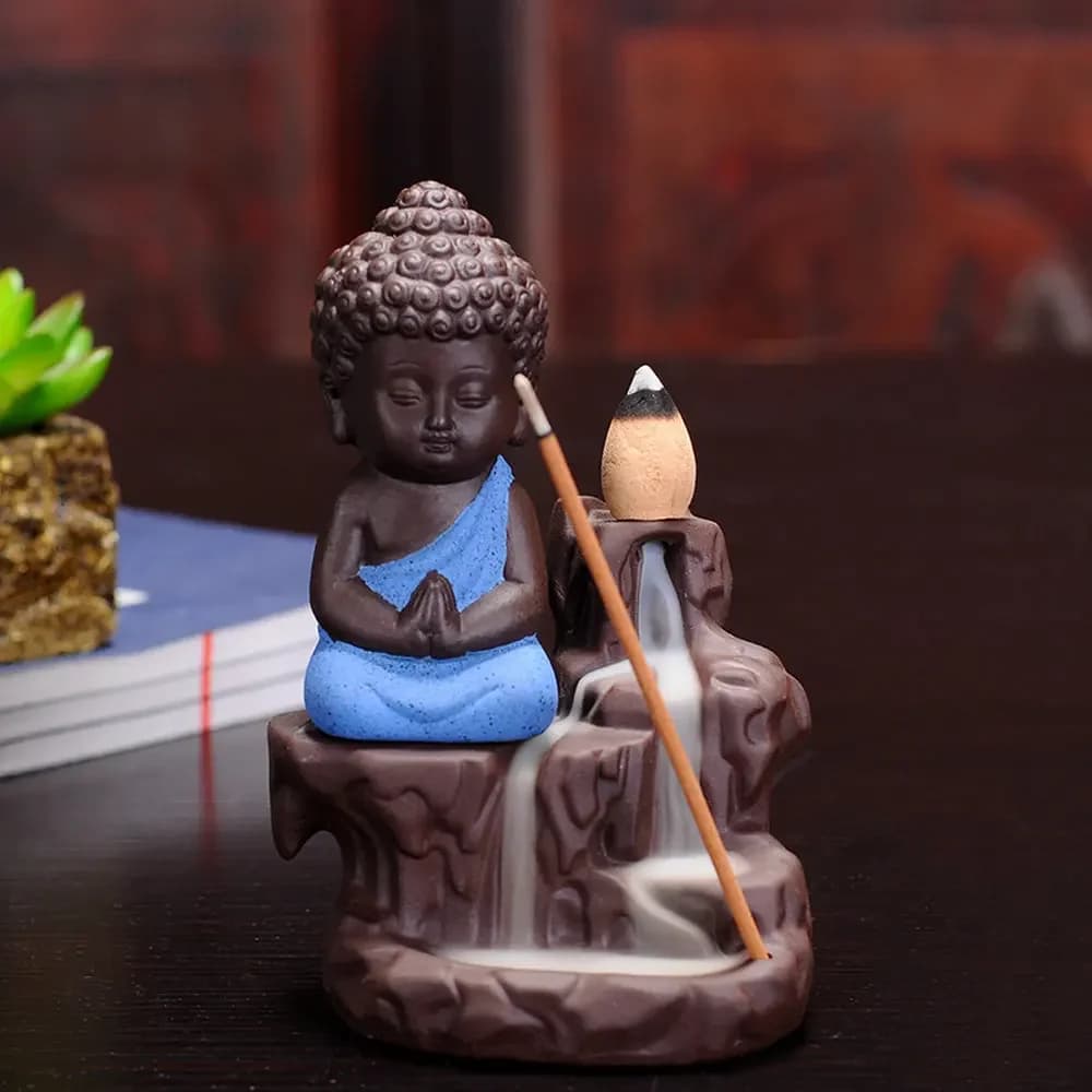 Decorazioni per la casa Il piccolo monaco Incensiere Yixing Creativo Riflusso Stick Bruciatore di incenso Arredamento per la casa Decorazione per ufficio + 10 coni