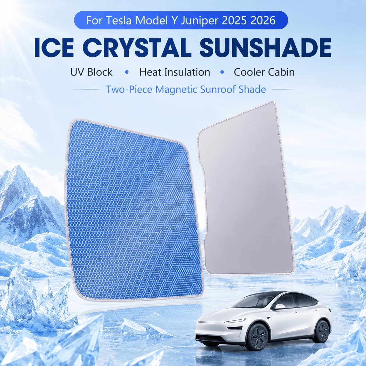 For Tesla Model 3 Highland 2024-2026 Model Y Juniper 2025-2026 Honeycomb Magnetic Sunroof Sunshade Front Rear Mesh Curtain