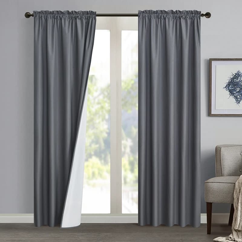 Darkening curtains with easy hanging eyelet, 2 pieces, home window decoration and sliding doors