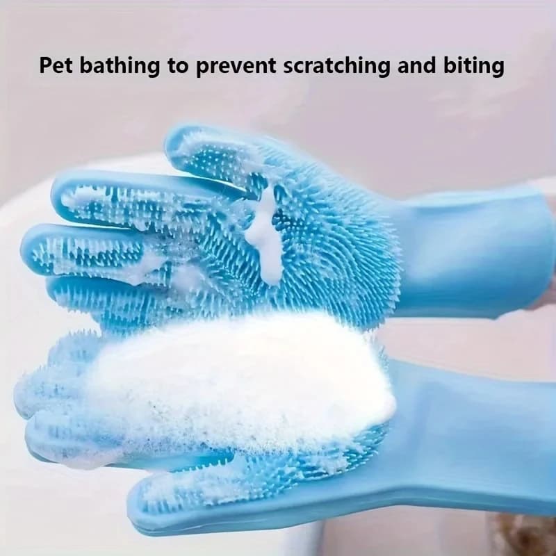 Guanto per la toelettatura degli animali domestici, per la pulizia di cani e gatti, guanto per il bagno e lo shampoo, spugna magica per la pulizia dei piatti, guanto in silicone per la rimozione dei peli
