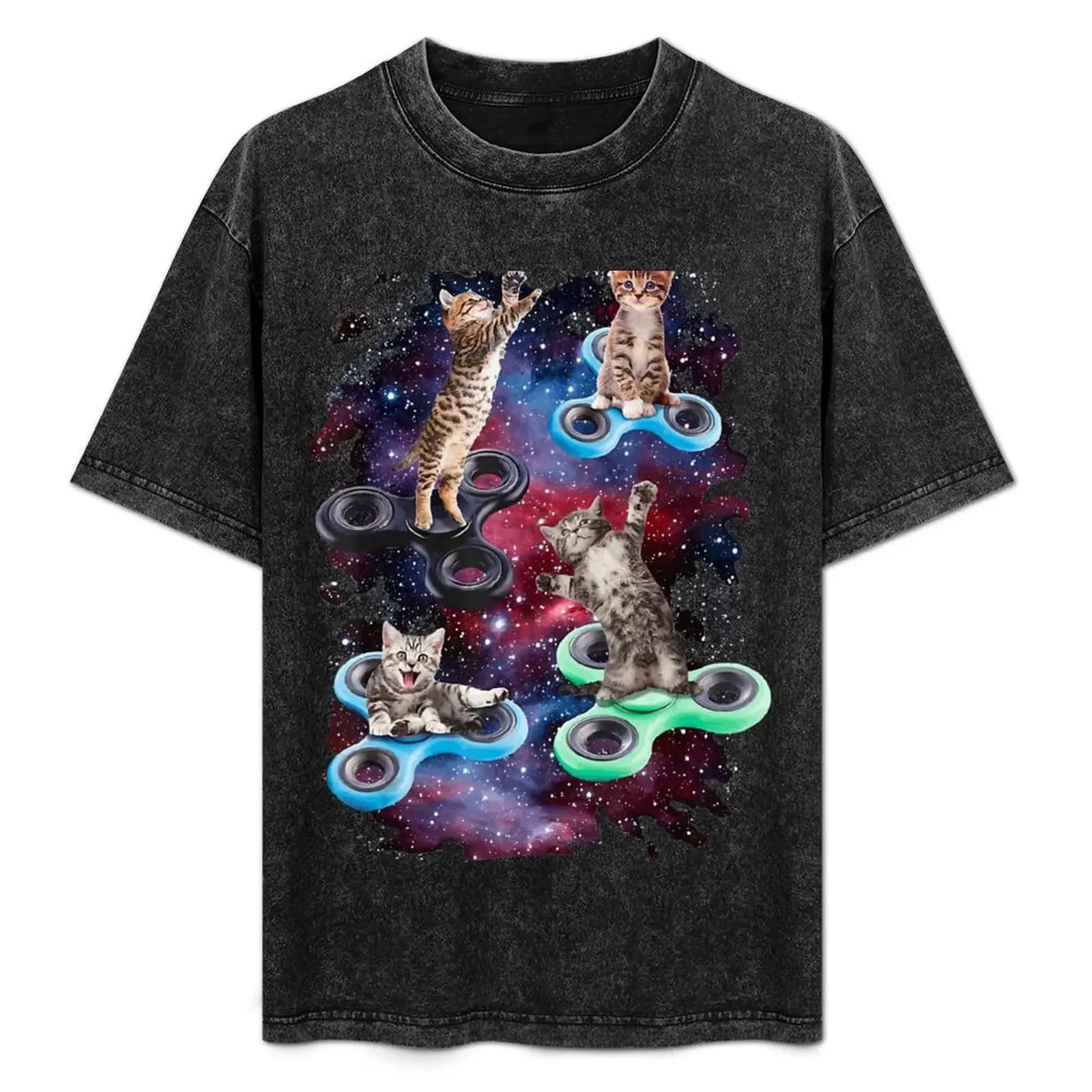 T-shirt Fidget Spinner Fidget Kitties In Space, taglia grande, traspirante