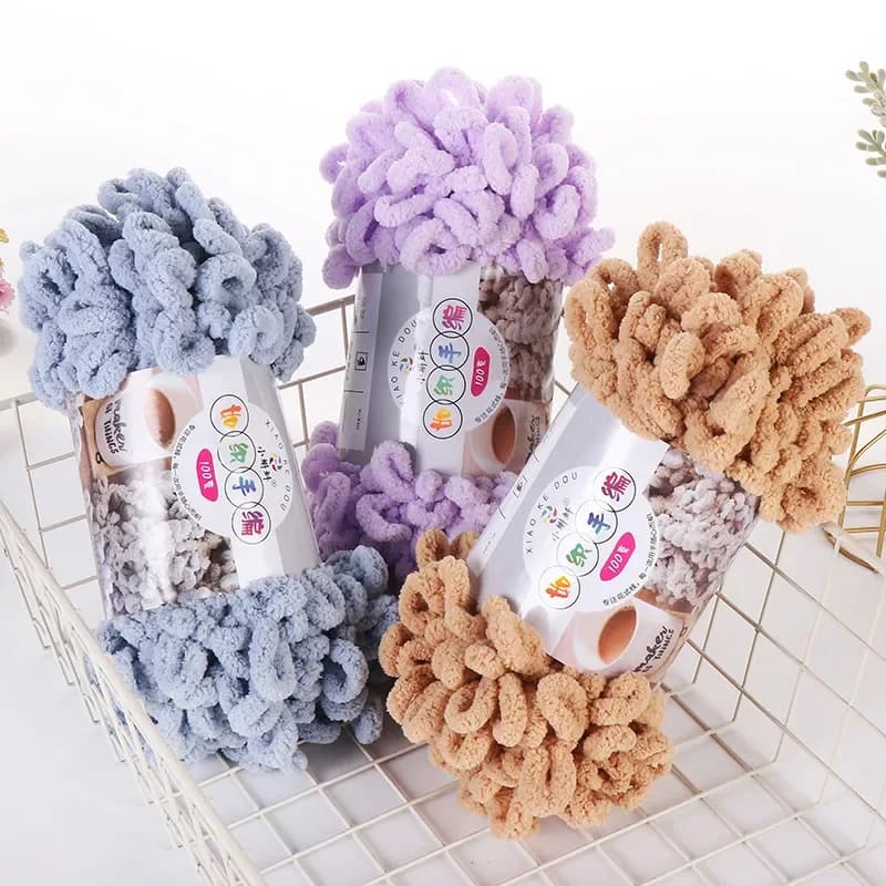 5 pcs10 0g/Roll Puffy Finger Loop filato ago senza spiedini poliestere grosso filato di ciniglia gigante per sciarpa coperta per maglieria fatta a mano