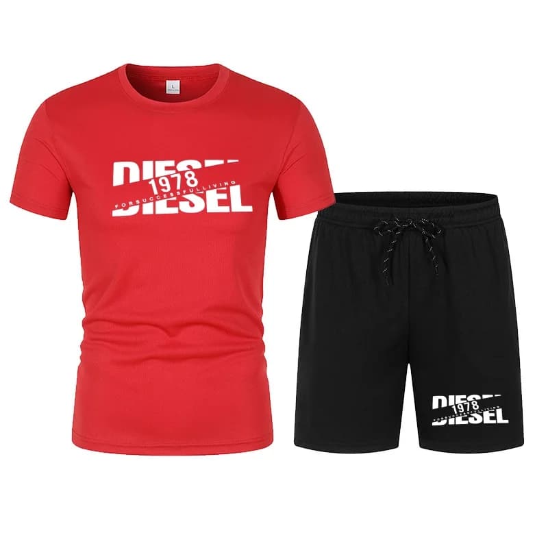 Nuova Collezione Estate 2026: Completo Sportivo da Uomo Due Pezzi, T-shirt a Maniche Corte e Pantaloni, Abbigliamento Sportivo per Corsa ed Esercizio