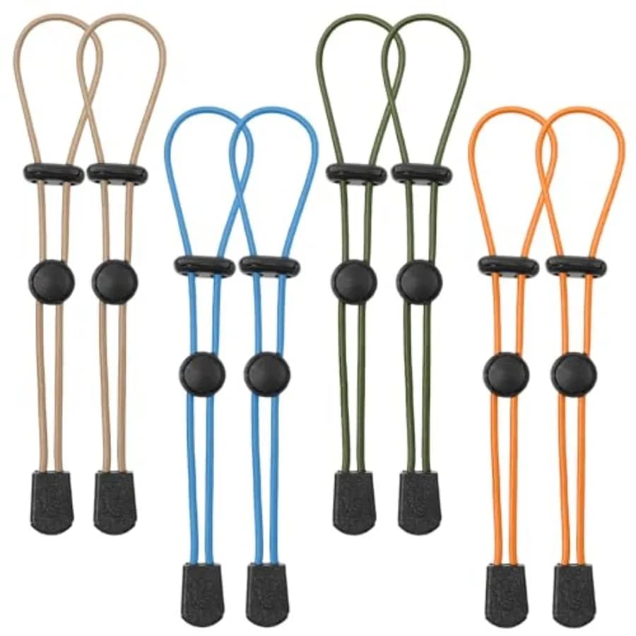 8-Pack Backpack Bungee Cord Straps, Elastic Rope Fasteners, Heavy-Duty Walking Stick Holder, for Hiking Poles, Trekking Gear, a