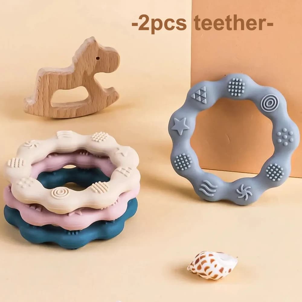 2PCS Baby massaggiagengive Health Care giocattolo molare cognizione tattile Silicone per uso alimentare presa neonato giocattolo per la dentizione regalo per la doccia del bambino