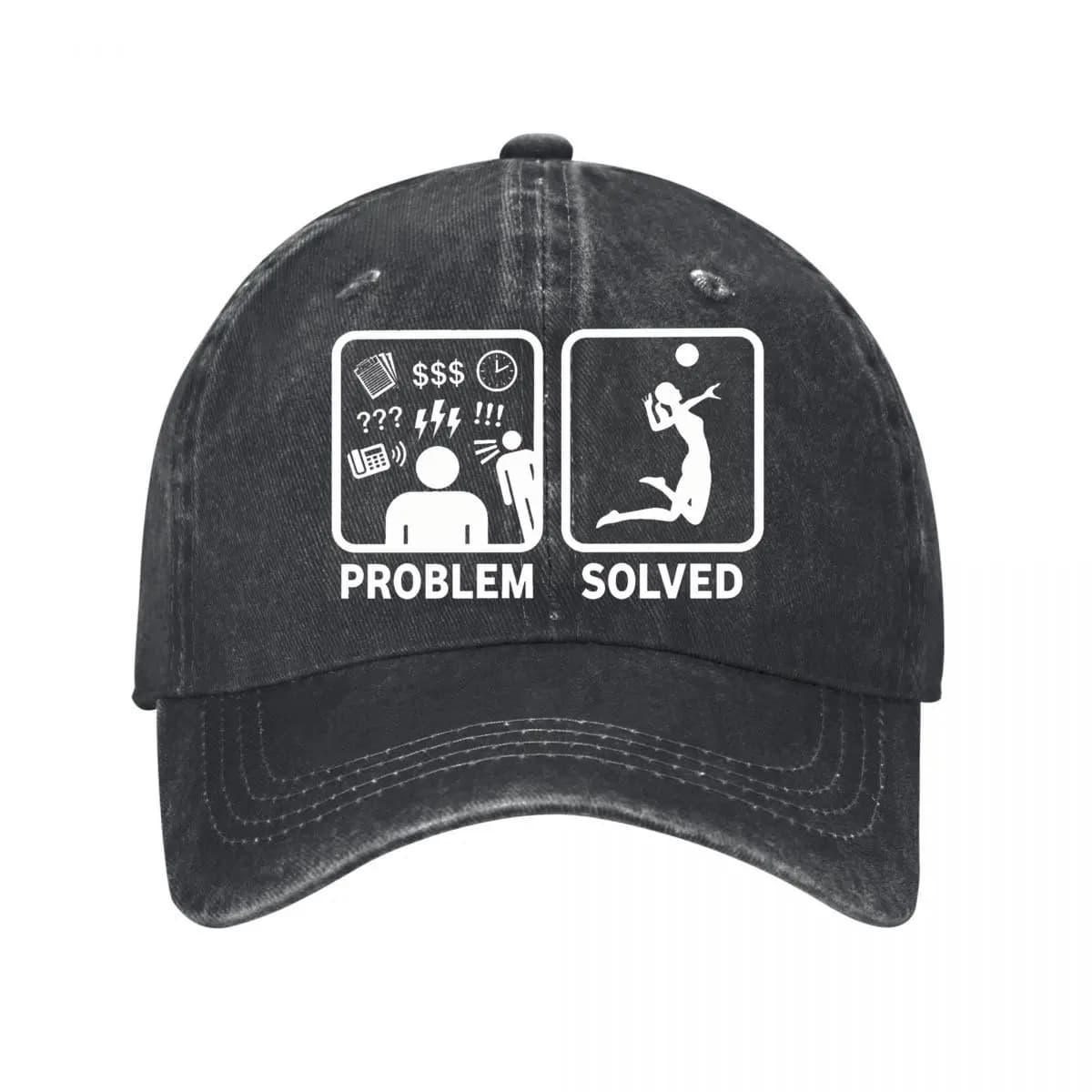 Volleyball Problem Funny Quote Graphic Washed Baseball Cap Hip Hop Sun Hats