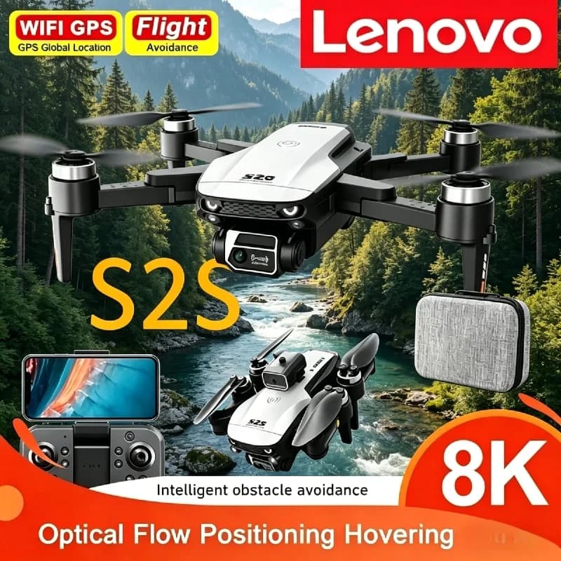 Drone Lenovo S2S GPS con Doppia Fotocamera 8K, Evitamento Ostacoli Omnidirezionale, Quadricottero Brushless per Fotografia Aerea