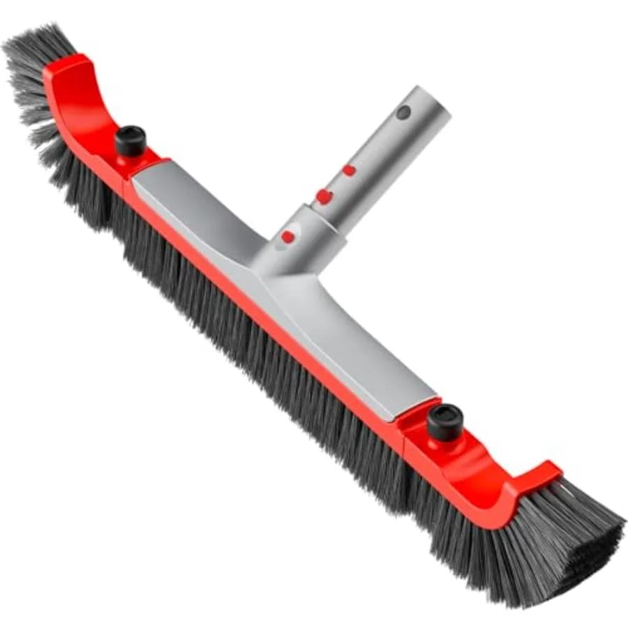 Spazzola per piscina larga 22 pollici per la pulizia delle pareti, spazzole per piscina in alluminio resistenti per piscine interrate/fuori terra con manico curvo