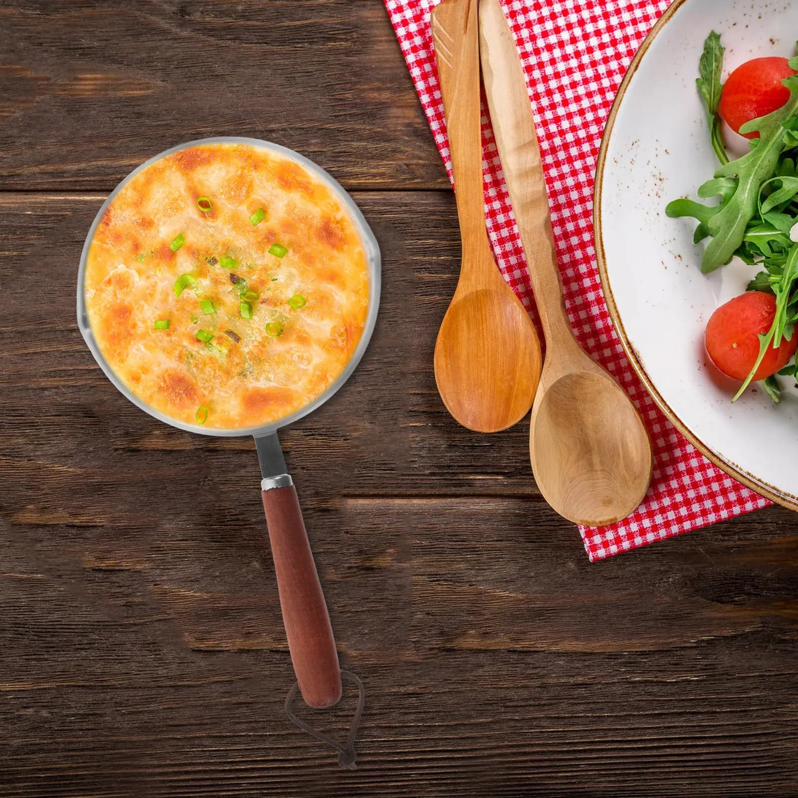 Padella Antiaderente in Acciaio Inossidabile con Base Piatta, Resistente al Calore, per Uova, Omelette e Pancake, Adatta per Cucina a Gas