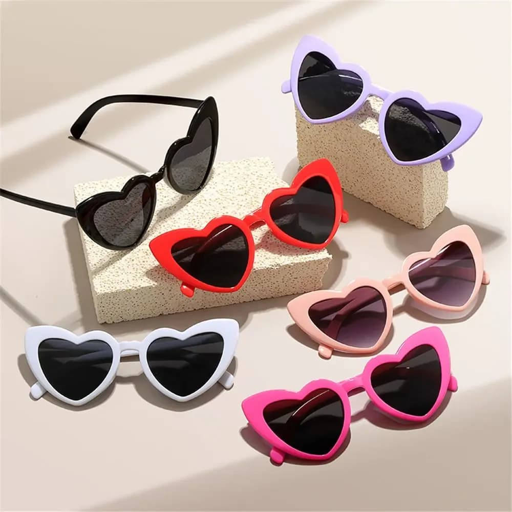UV Protection Heart-Shaped Sunglasses Trendy Irregular Pink Heart Sun Glasses Fashion Vintage