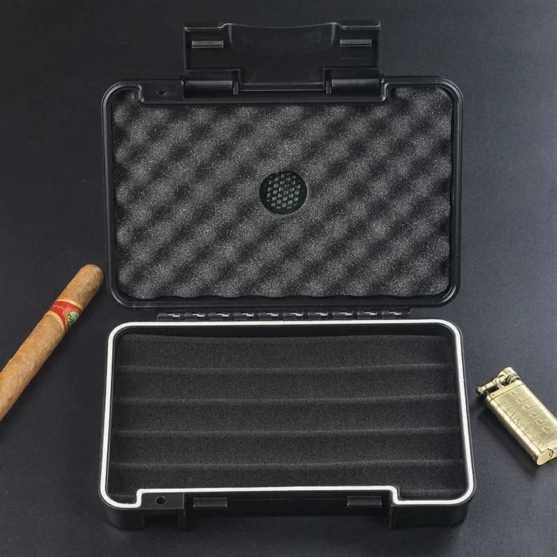 Humidor Portatile in ABS per 5 Sigari con Igrometro e Umidificatore, Regalo per Uomo, Custodia da Viaggio
