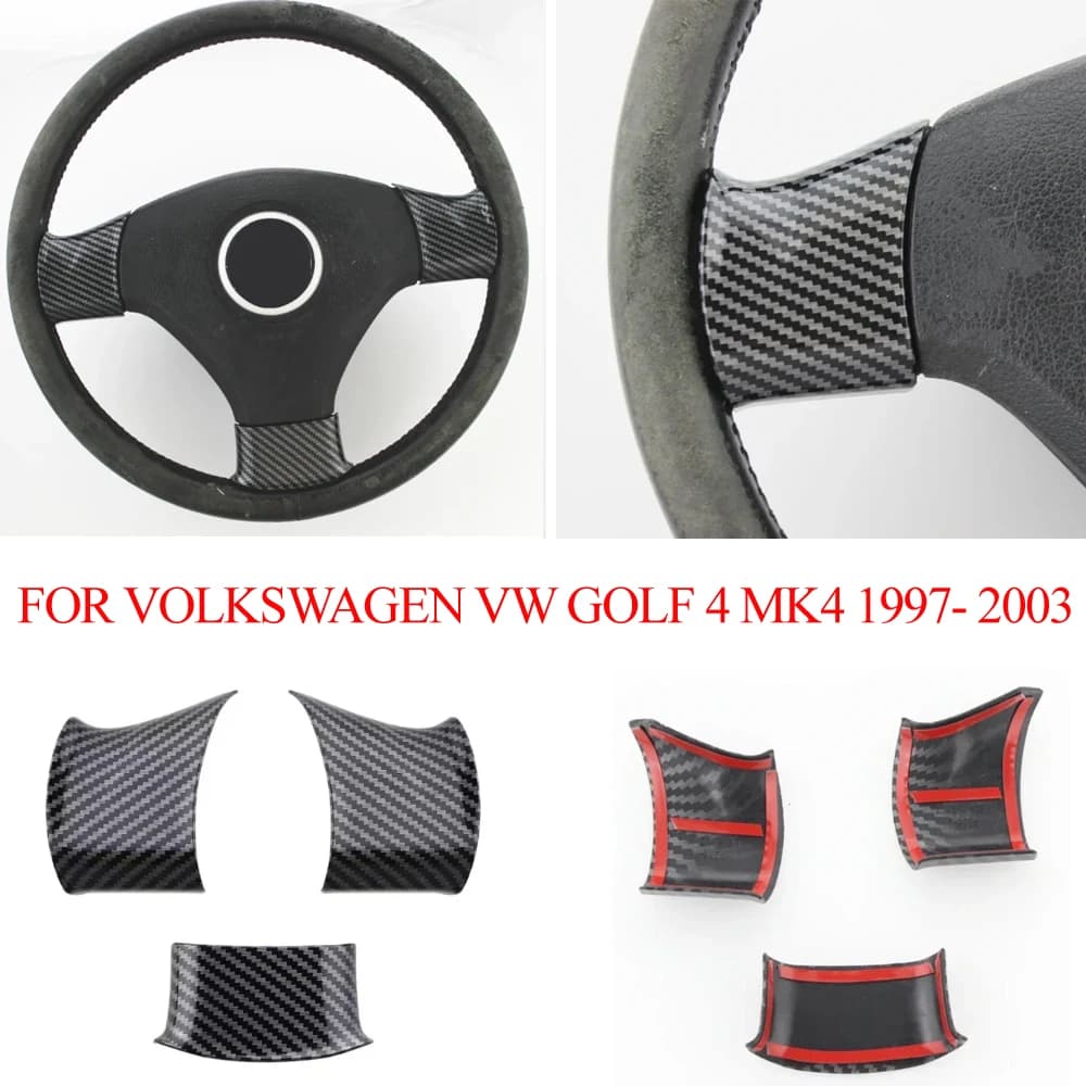 Copertura Adesiva in ABS Effetto Carbonio per Volante Auto Volkswagen VW Golf 4 MK4 1997-2003, Accessori per Styling Auto