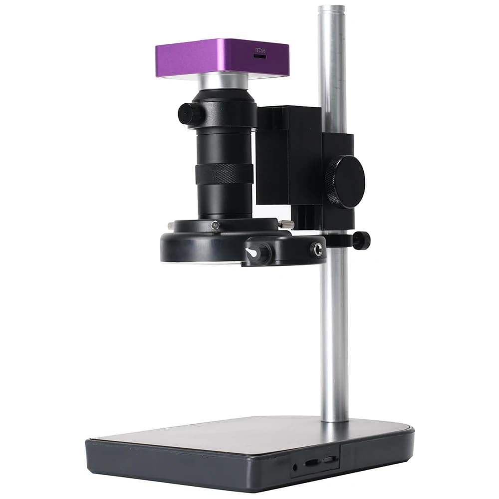 Microscopio video 51MP USB Microscopio industriale Fotocamera 1080P 60FPS 130X Obiettivo con attacco C Luce a LED per riparazione Chip di saldatura