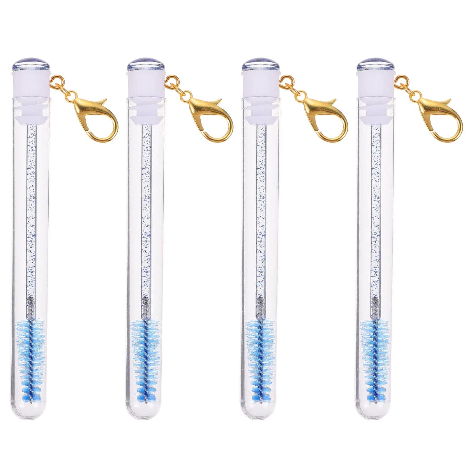 Portachiavi con spazzolino per ciglia, 4 pezzi, in plastica leggera e resistente, con tubetto per mascara in fibra artificiale, strumento portatile per il trucco