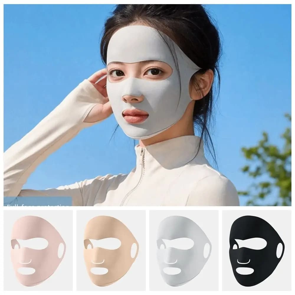 Maschera Elastica Estiva in Seta Ghiacciata Sottile Traspirante Protezione UV Parasole per il Viso Maschera Gini per Escursionismo