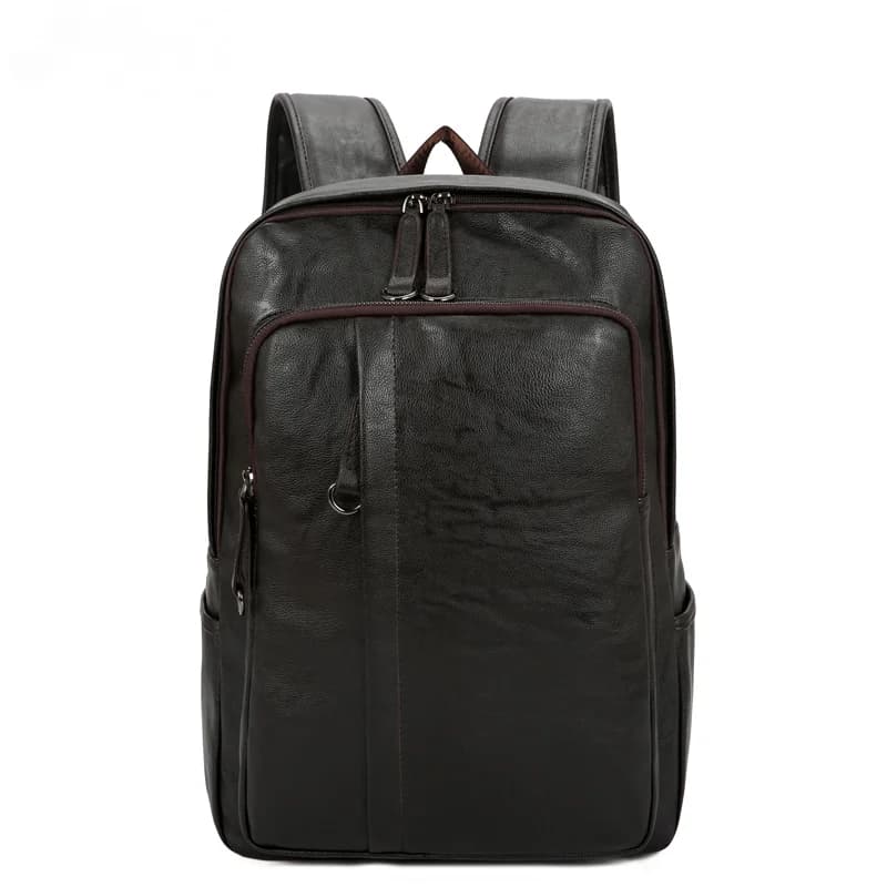Large Capacity Leather Backpack High Quality Simple Male Bag Business Men Solid Vintage Casual Youth Leisure Travel Bags