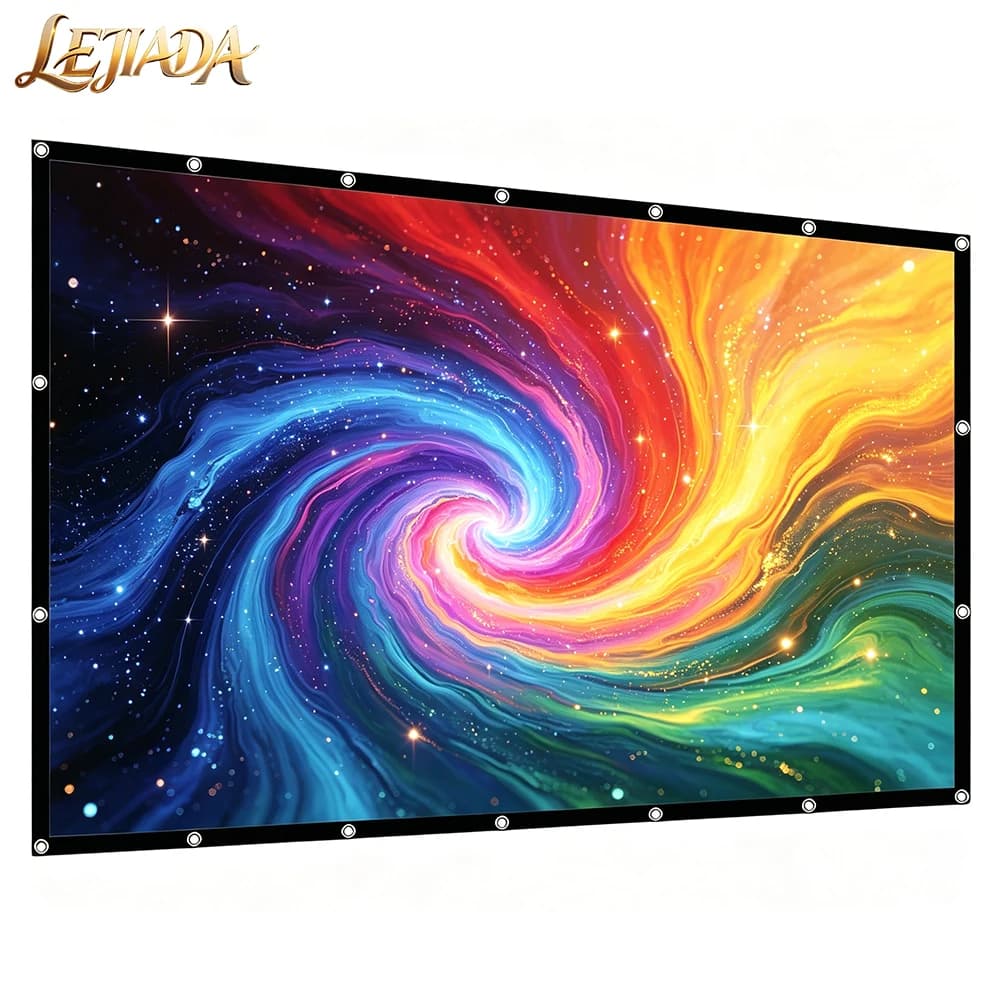 LEJIADA New HD 16:9 Foldable Anti Wrinkle Hanging High-density Thicken Movie Projection Screen Home Cinema Outdoor 60-150 Inch
