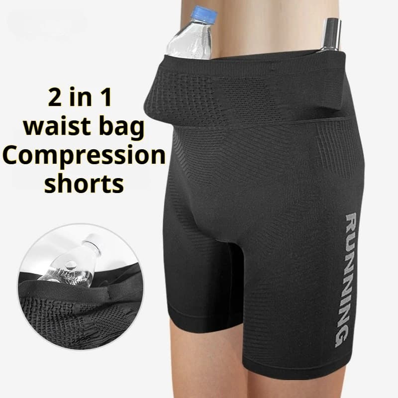 Men's Compression Running Shorts Sports pants fast-drying knit with pocket and pouch for marathon cycling training