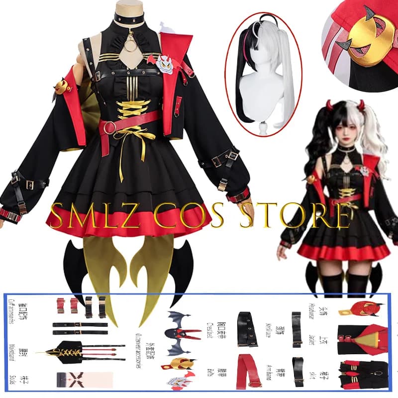 Gilded Symphonic Poem Cosplay Neverness to Everness Lacrimosa Cosplay Woman Requiem New Outfit Black Coat Dress Prop Wig Set