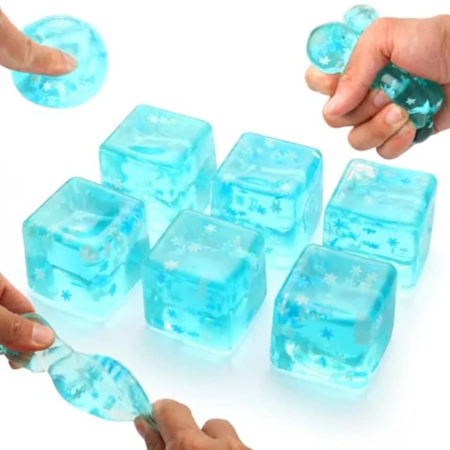 New product tasting price 6 Pack Stress Balls Ice Cube with Snowflakes Inside, Sensory Squishy Ice Squeeze Toy Fidget Slow Rise