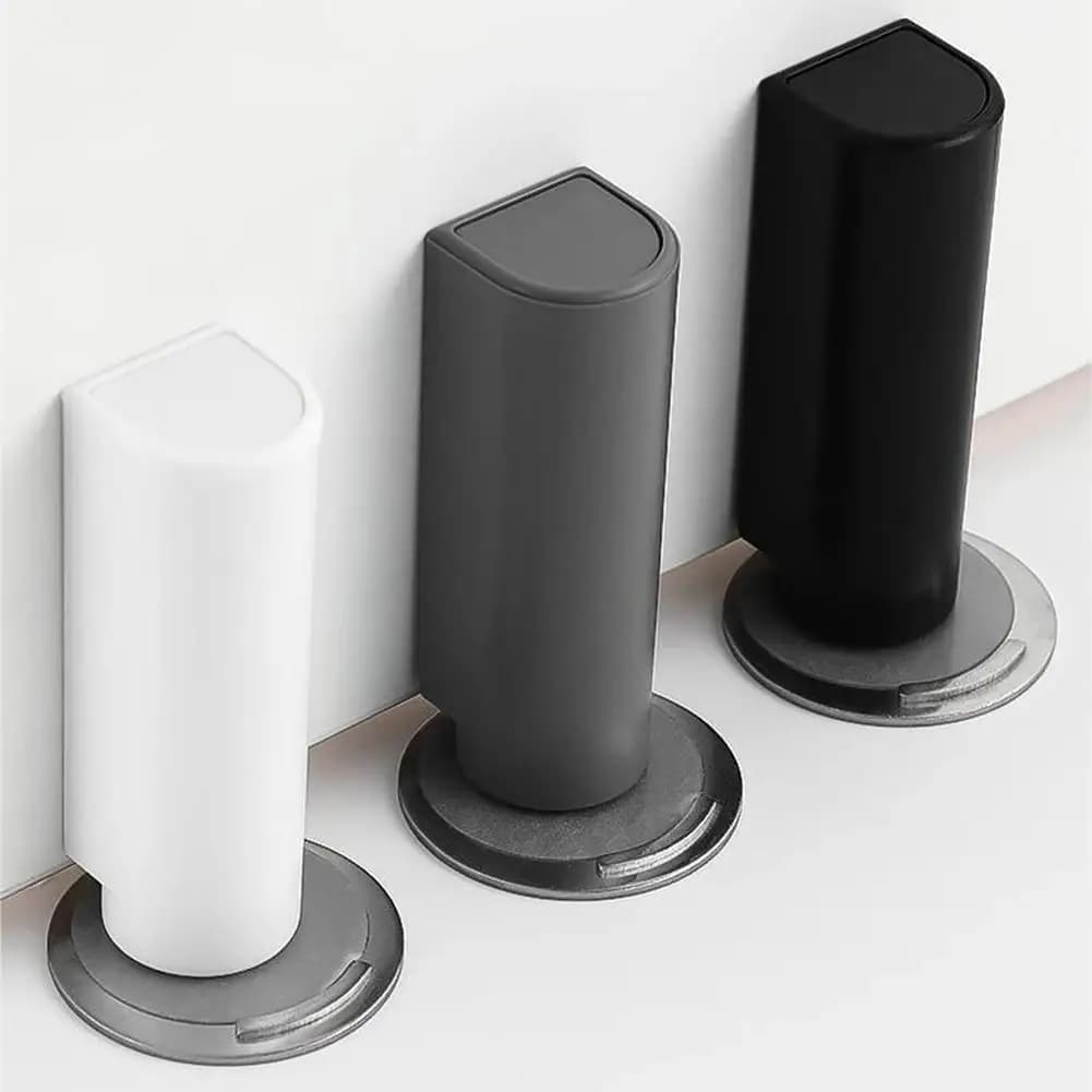 Heavy Duty Magnetic Door Stopper Stainless Steel Doorstop Black Without Punching Door