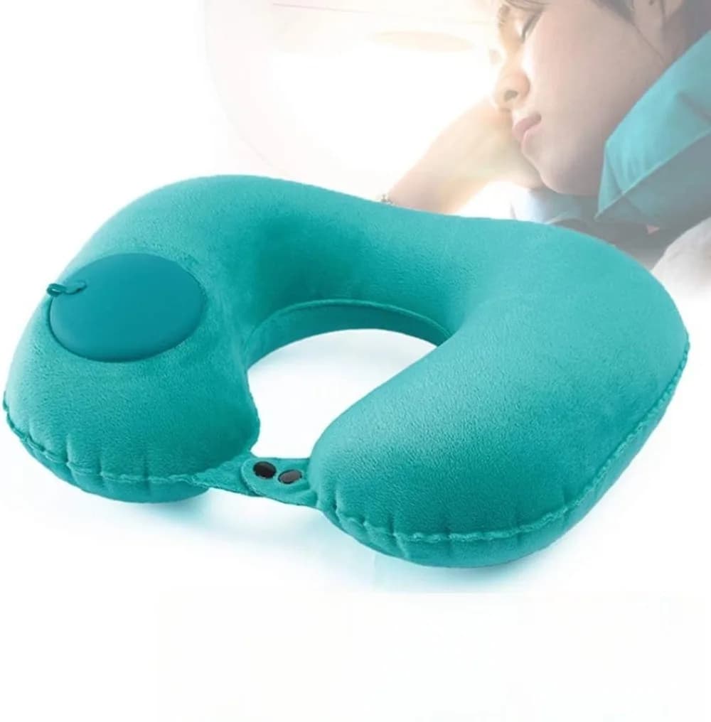 Cuscino gonfiabile a forma di U per il collo, ergonomico a 360° ° Cuscino da viaggio rotante per il supporto del collo, sagomato per la curva del collo, per viaggi e gite all'aperto