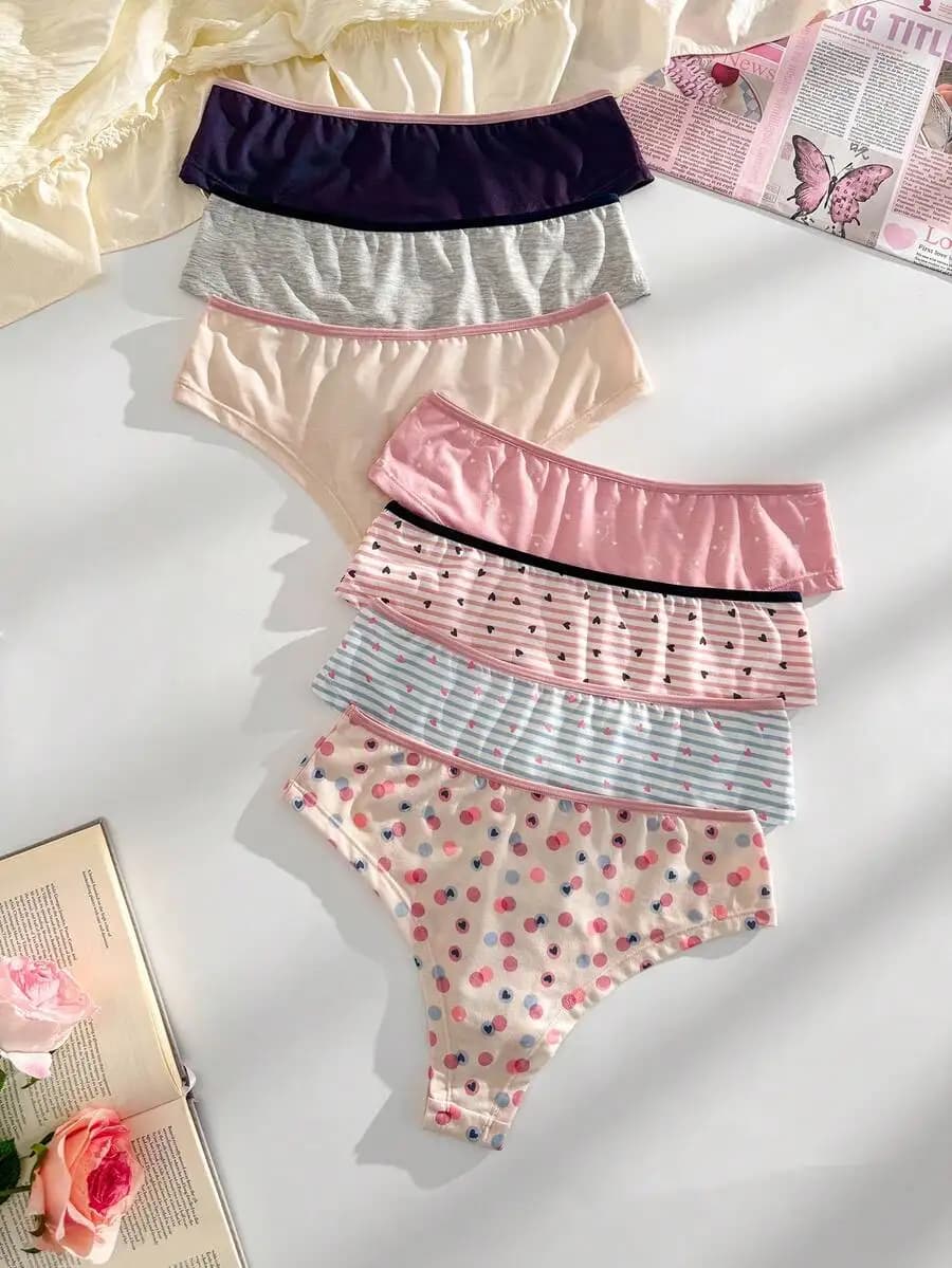 7 Pieces Womens Printed Comfortable Bikini Briefs Underwear Set