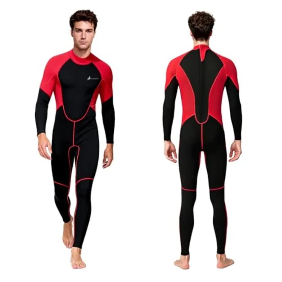 Muta subacquea integrale da uomo per immersioni, surf, snorkeling, kayak, nuoto, canottaggio; neoprene nero da 2 mm; cerniera posteriore con isolamento termico