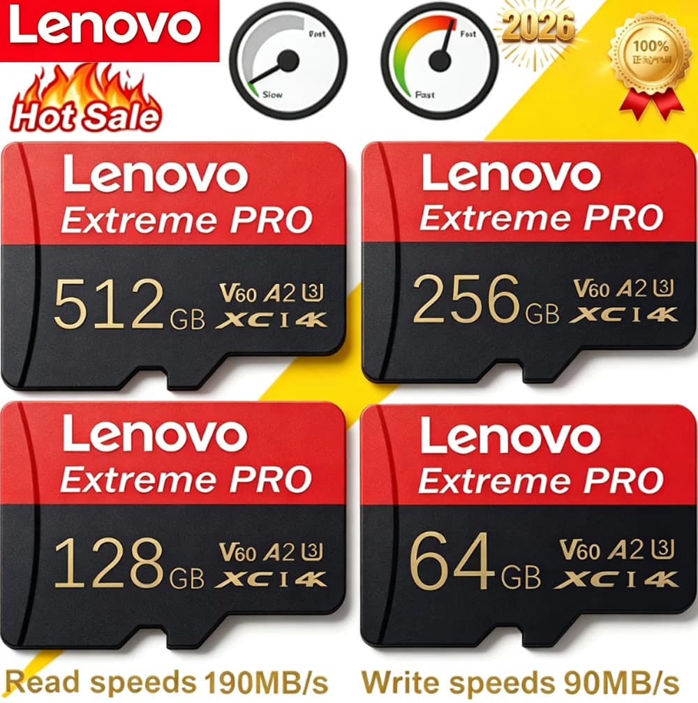 Lenovo High Speed SD Memory Card Micro SD UHS-II V60 Professional for Laptop Action Camera Gaming Drone - 512GB 256GB 128GB 64GB