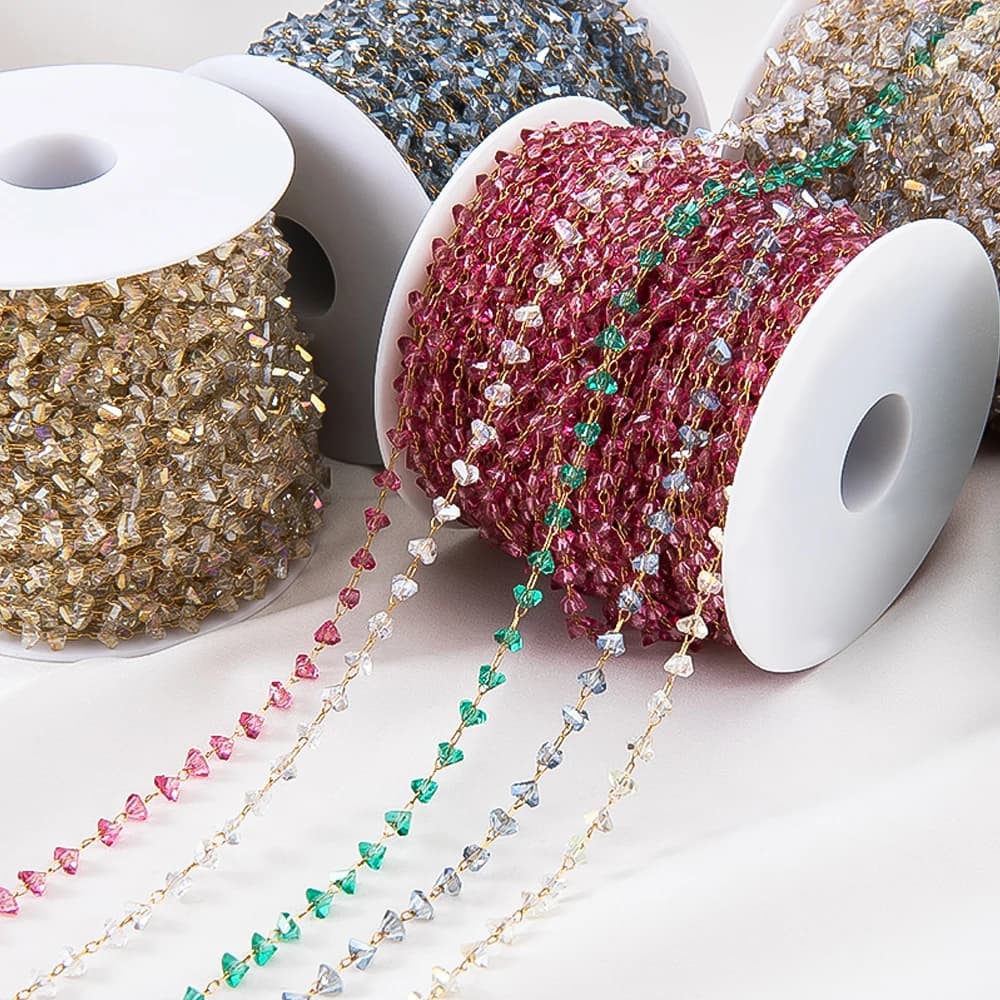 1 meter stainless steel irregular transparent beads chain stone tomb chain for DIY necklaces Bracelets Jewelry Creation Accessories
