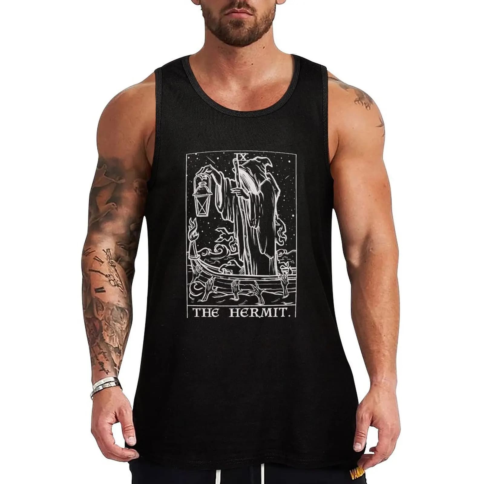 The Hermit Tarot Card Terror Tarot Shadow Edition Grim Reaper Tank Top Maglietta senza maniche resistente per il lavoro Maglietta senza maniche per esterni
