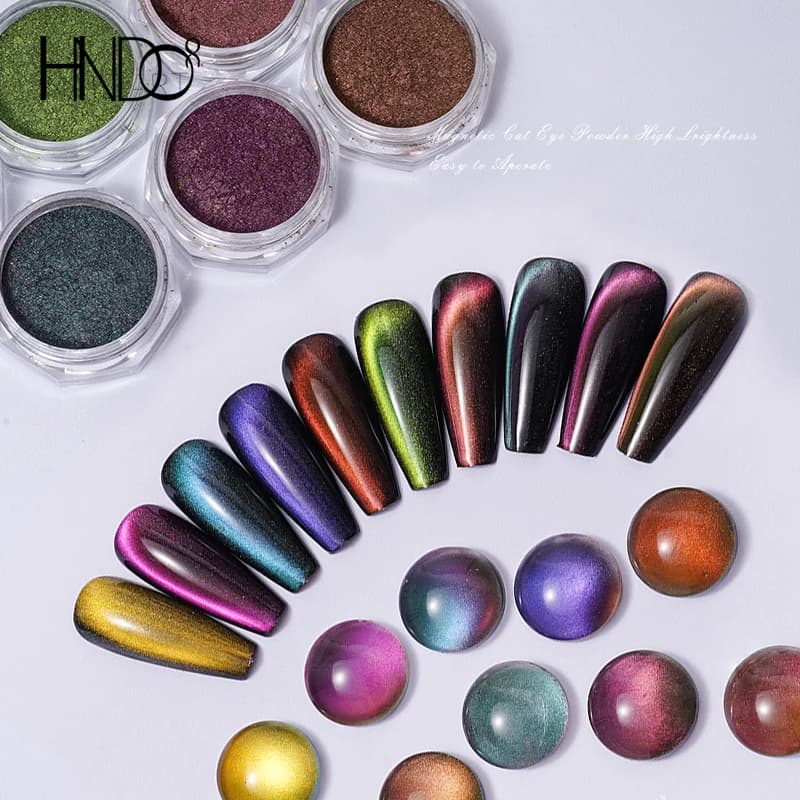 HNDO 10 colors Cat Eye magnetic powder purple yellow chromed effect 3D for nail art nail polish gel manicure design pigment glitter