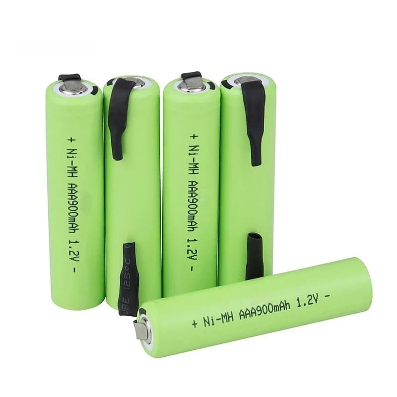 1.2 V AAA Rechargeable 900 mAh Ni-MH Cella Green Guscio with welding tabs for electric razor toothbrush