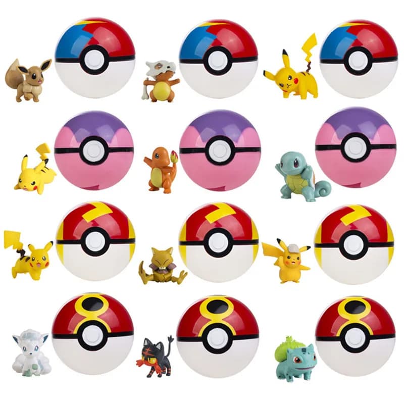 Pokemon Cintura Elfo Pokeball Anime Figura Eevee Pikachu Vulpix Mimikyu Pocket Monster Azione Pet Pokeball Modello Regali per bambini