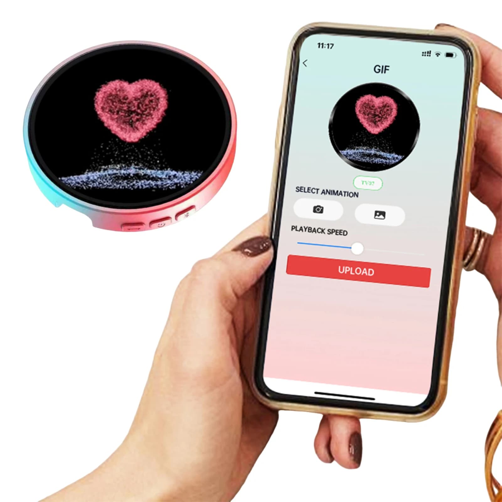 BT Connection Peripheral Badges USB-C Charging Animation Gradual Change Badge 1.85-In IPS for Handbag Backpack Decorations