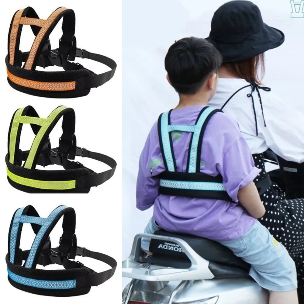Breathable Children's Motorcycle Seat Belt Reflective Strap Adjustable Strap Safety Seat Harness Anti Lost Non-Slip