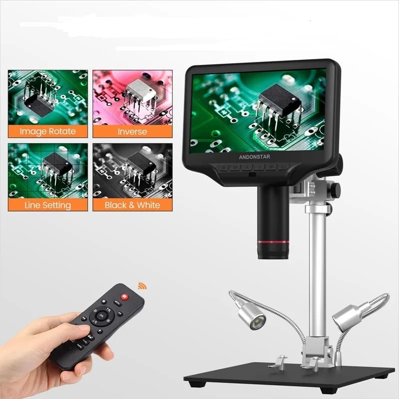 Andonstar AD407Pro Microscopio digitale HDMI da 7 pollici 270X per strumenti di riparazione di saldatura PCB/SMD a moneta Effetto 3D Supporto in metallo da 12,5 pollici