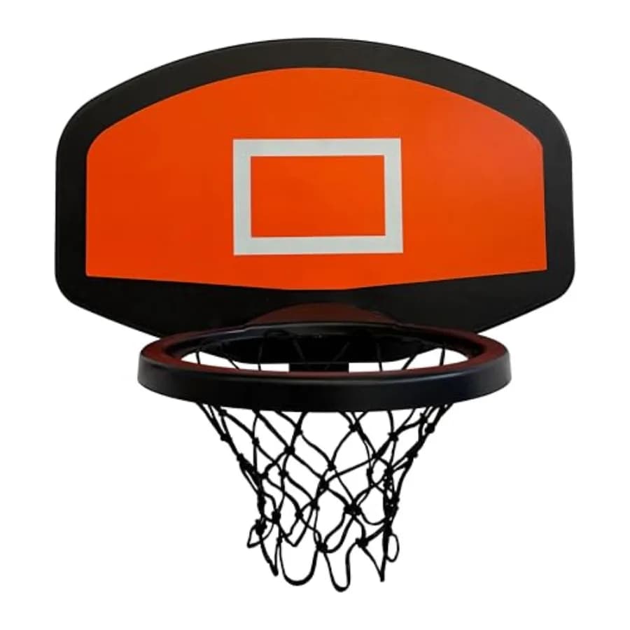 Canestro da basket per trampolino da esterno con pompa per palloni, attacco regolabile per canestro, cerchio staccabile, rete di sicurezza universale, supporto resistente B