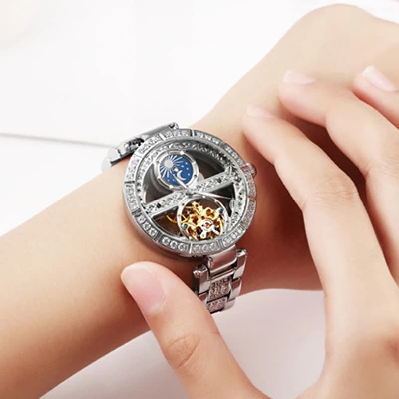 Orologio da donna Orologio automatico da donna di moda di lusso Orologio impermeabile da donna Orologi Scheletro Tourbillon Orologio meccanico Relogio Nuovo