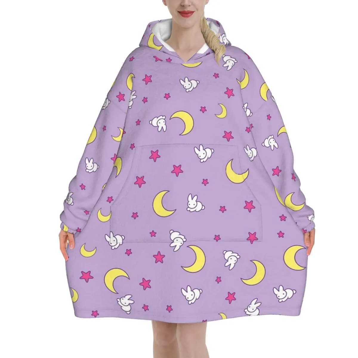 Coperta con cappuccio Sailors Moon Coperta indossabile oversize con tasca Sacco a pelo caldo Tutina morbida e accogliente