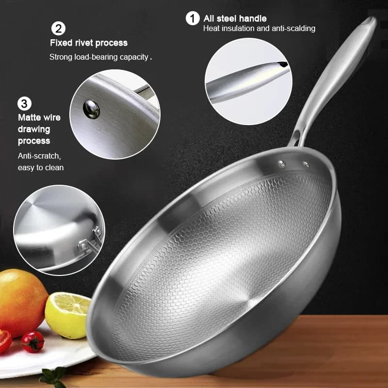 Stainless steel pan Five-layered pans Non-coated pan texture Compatible with induction 28 cm kitchen pots