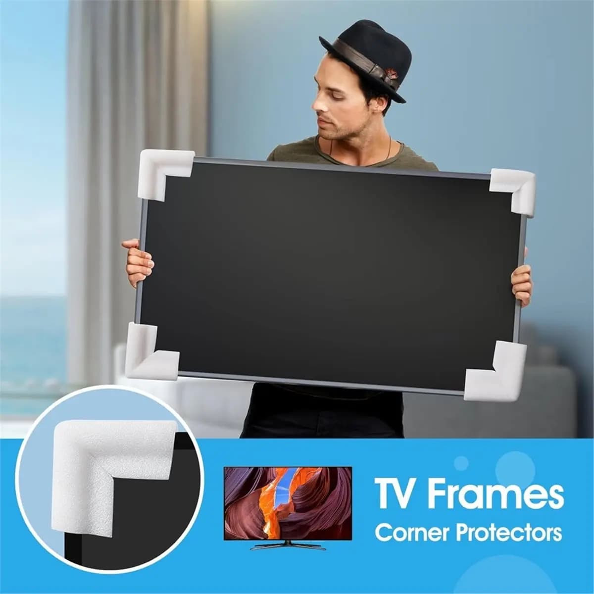 28pcs Thickened Foam Corner Protectors for TV Mirror Frame Handling,Picture Frame Edge Guards,Table Corner Protectors